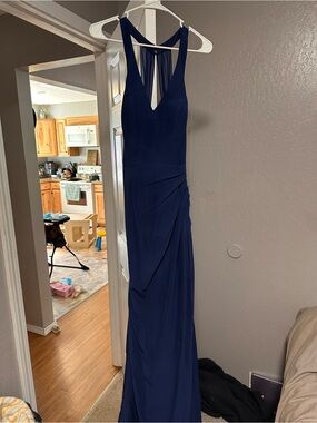 jjshouse dusty blue bridesmaid dress Annelize A-line Ruffle Chiffon Bridesmaid Dress